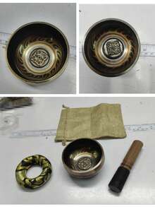 3英寸手工冥想钵套装，适用于瑜伽、声音疗愈、脉轮平衡和正念练习 - 含木槌，不含包装盒或袋子 - 彩色 - 查看 14