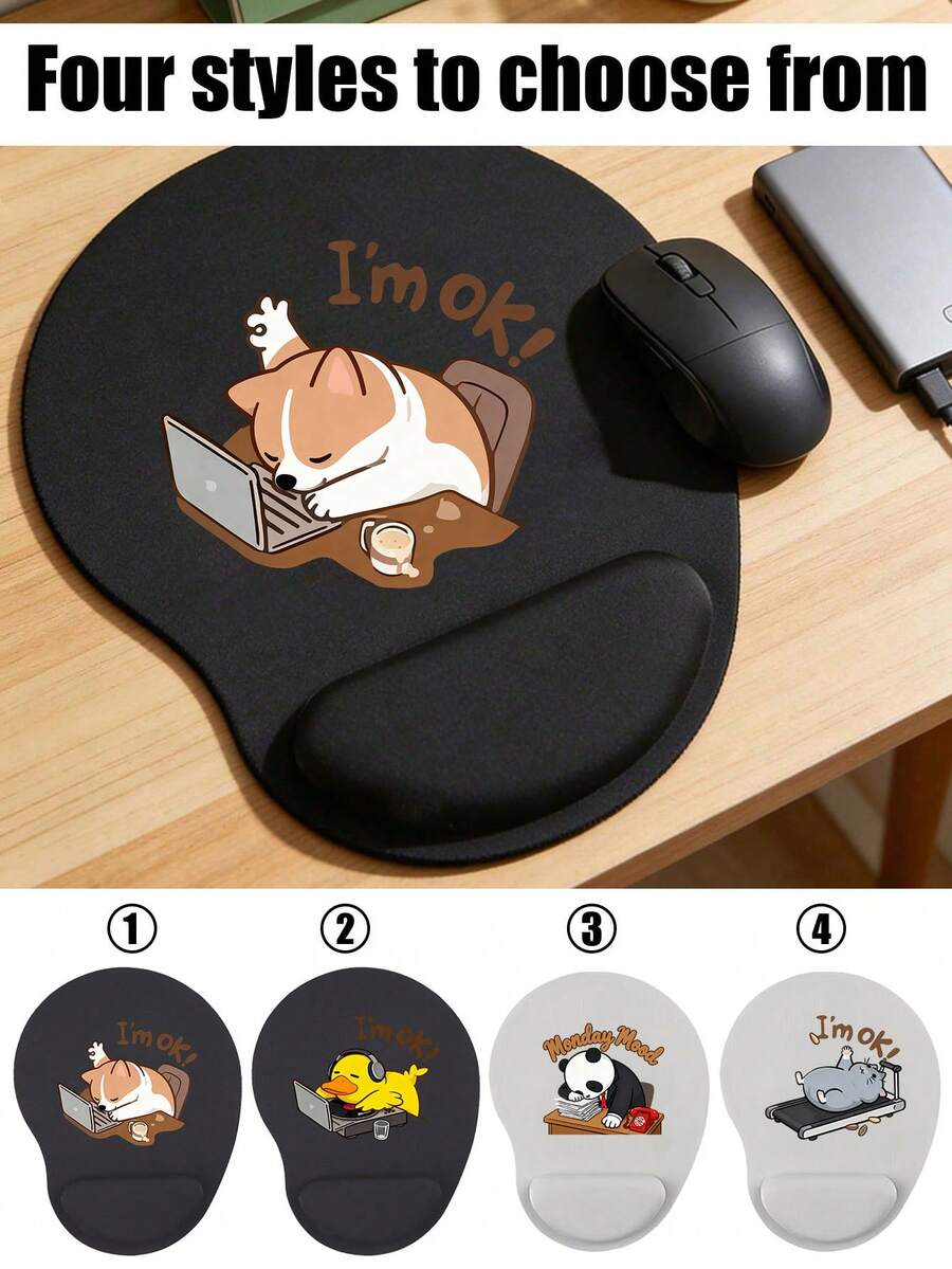 Hardworking Animal Series Ergonomic Wrist Rest Mouse Pad, Cute Working Dog, Panda, Duck Patterns, Ergonomic EVA Wrist Pad, Non-Slip Memory Foam Mouse Pad, Comfortable Mouse Pad, Smooth Wrist Rest, Comfortable Desk Support - Nhiều màu - Xem 1
