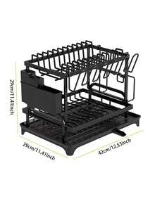 Space-Saving 2-Tier Dish Rack – Heavy-Duty Kitchen Organizer With Drainage System, Includes Utensil Holder And Cup Drying Rack, Ideal For Kitchens - Multicolor - View 4