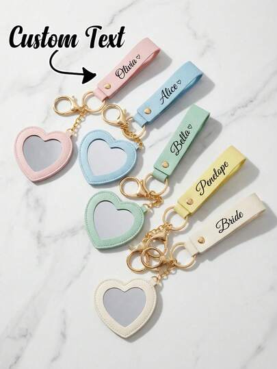 1pc Customizable Personalized Lipstick Holder Keychain With Mirror, Customizable Name Lipstick Storage Bag, Bridesmaid Gift, Valentine's Day Gift
