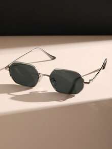 1 Cặp kính thời trang gọng kim loại hình học, màu đen, phù hợp cho sinh hoạt hàng ngày, đi học, đi nghỉ mát, du lịch biển, và là phụ kiện lý tưởng cho kỳ nghỉ hè ở biển, các hoạt động ngoài trời và du lịch. - Xám - Xem 3