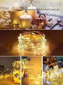 10pcs LED String Lights, 40 Inch LED String Lights, 3 Dimming Modes LED String Lights, Fairy Lights For Cake, Bouquet, Surprise Gift Decor, Suitable For Halloween, Thanksgiving, Autumn, Wedding Party, Birthday Party, Gift Wrapping - Warm Color - View 4