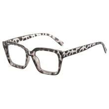1 par de gafas con montura cuadrada de estilo tortuga, montura de estampado de leopardo, lentes transparentes, diseño de montura cuadrada de bordes anchos, gafas de moda de estilo retro para mujer - cuajada de frijol blanco - Ver 6