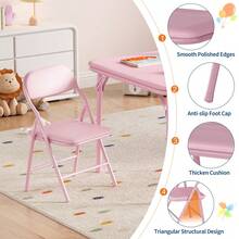 Set Mesa y Sillas Infantil Plegable - Asientos Cómodos de PU | Para Comedor, Actividades y Espacios Pequeños - Rosa - Ver 7