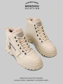 Nouvelles bottes de neige pour femmes grande taille, doublure thermique, isolation épaisse, montantes, légères - Kaki - Voir 3