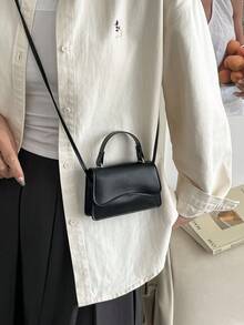 Bolso de mano minimalista de unicolor estilo coreano, nueva bolsa de hombro de moda, elegante bolso cruzado cuadrado personalizado para mujeres - Multicolor - Ver 10