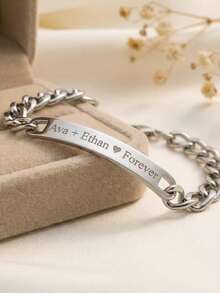 Pulsera personalizada para parejas - Personalizable con nombres y fechas, regalo para parejas, amantes, mejores amigos, joyería conmemorativa de aniversario - Pulsera - Ver 8