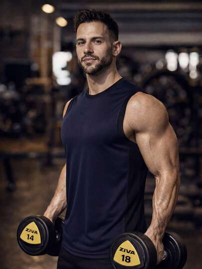 Men's Solid Color Sleeveless Fitness Tank Top, Tight Workout Vest Sports