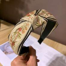 Green Embroidered Hair Accessories - Stylish Green Embroidered Bow Headband - Vintage Boho Hair Accessories For Women - mùa xuân, thắt nút, màu be - Xem 8