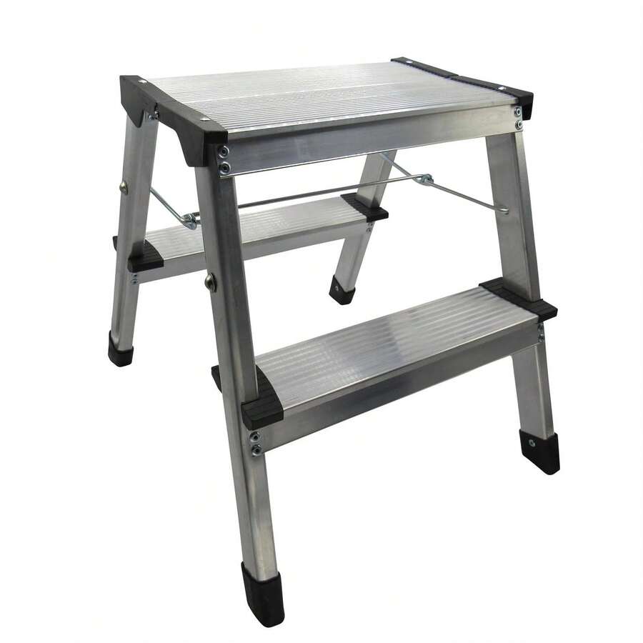 Aluminium Double 2 Step Stool 150KG (Folding Non Slip Lightweight Ladder) - Multicolor - View 1