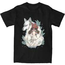 Graphic Printed Clothing Novelty Princess Mononokes Hime T-Shirts For Men Women Pure Cotton Kodama Tree Forest Spirit T-Shirts - màu đen - Xem 6