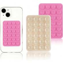 2PCS Silicon Suction Phone Case Mount, Hands-Free Fidget Toy Mirror Shower Phone Holder, Videos And Selfies (White, Light Pink) - Multicolor - View 24