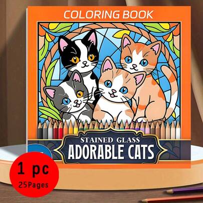 The New Product Is Selling Very Well! (Upgraded Deluxe Edition, Thicker Paper, 20.5*20.5cm) "Fluffy Cat Coloring Book," Perfect For Couples And Families, Ideal For Parties, Valentine's Day, Birthdays, And Other Holidays. Drawing And School Supplies, 22 Pages, Book, Coloring Book, School Supplies, School, Christmas, Halloween, Birthday, Back-To-School Gift, Coloring Book.