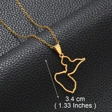 1Piece French Guiana Guyane 973 Guadeloupe Mayotte Map Pendant Necklaces For Woman Girls Stainless Steel Base Jewelry - Multicolor - View 12