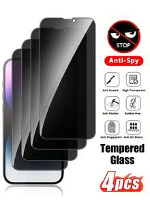 4 piezas Protector de pantalla de privacidad, compatible con iPhone 11/12/13/14/15/16/17, hecho de vidrio templado con protección antiespia de 28° y dureza 9H, resistente a arañazos y desgaste, fácil de instalar - Negro - Ver 32