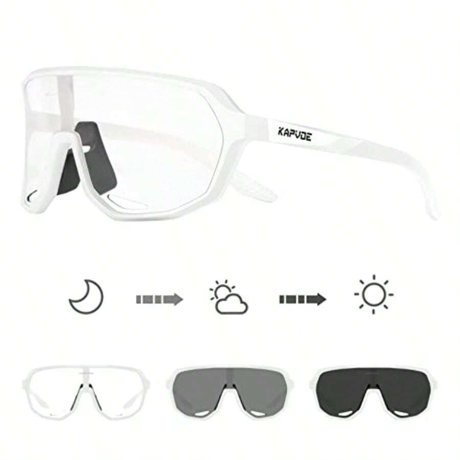 KAPVOE Gafas de ciclismo fotocromáticas para hombres y mujeres  para icleta de montaña gafas deportivas - Blanco-08 - Ver 1