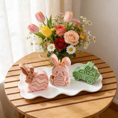 【复活节兔子模具】-兔子汽车蜡烛模具 - 可爱兔子蛋图案细节肥皂模具 - 水泥皂树脂工艺品 - 非常适合家居装饰、手工制作和创意项目，工艺用品，装饰工艺品，精细工艺，模具和铸造用品，手工工艺工具，家居装饰配件，高品质工艺，礼品创意