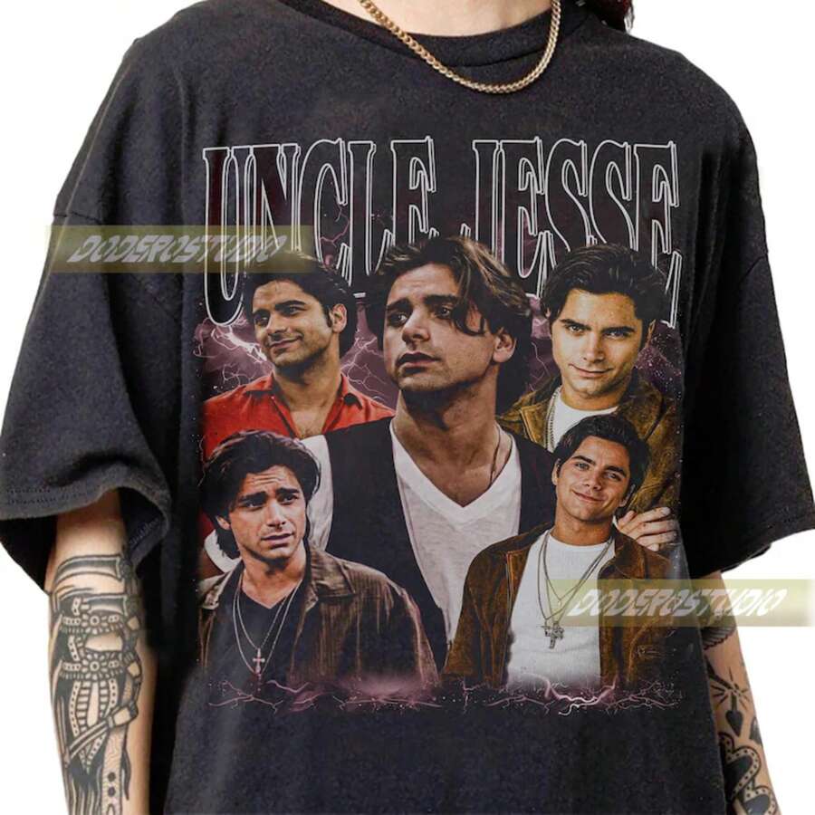 Limitiertes Onkel Jesse Vintage Shirt, Onkel Jesse Grafik Merch T-Shirt Geschenke, Retro Onkel Jesse Film Geschenk, Onkel Jesse 90er Bootleg T-Shirt - Schwarz - Übersicht 1