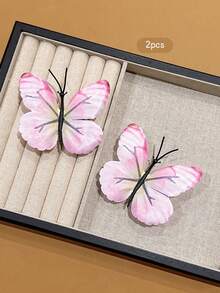 2pcs Pink Butterfly Hair Clips, Suitable For Everyday Use - Multicolor - View 8