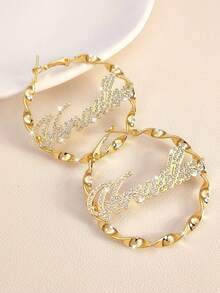 1 Pair Customized Double-Layer Welded Women's Name Earrings, Stainless Steel Personalized Heart Pendant, Customizable Name, Minimalist Daily Style, Keychain, Includes Gift Box, Suitable For Valentine's Day, Birthday, Mother's Day, Everyday Gift - Earring Style 2 - View 10