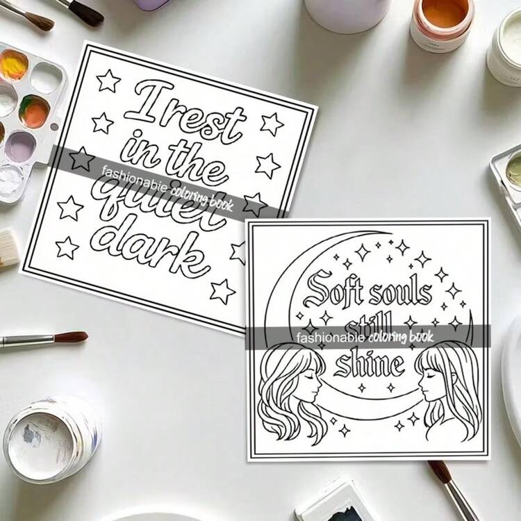 (Upgraded Deluxe Version, Thicker Paper, 20.5*20.5cm) "Gentle Gothic Quotes Coloring Pages - 25 Calm And Melancholy Gothic Quote Line Art Designs", Suitable For Couples And Families, Suitable For Gatherings, Valentine's Day, Birthday And Other Holidays. Painting And Learning Supplies, 25 Pages, Book, Coloring Book, Learning Supplies, School, Christmas, Halloween, Birthday, Back To School Gift, Coloring Book, Adult Coloring Book - Single Piece - View 4