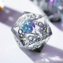 7pcs Resin Dice, Starry Sky Theme Dice, Handmade Resin Polyhedral Dice, RPG Tabletop Games, Math Teaching, Halloween Gift Dice Accessories D20 D12 D100 D8 D6 D4 - Multicolor - View 6