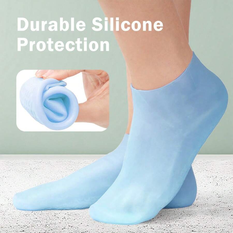 2 Pairs Of Convenient Women's Moisturizing And Anti Cracking Foot Socks, Upgraded Silicone Foot Care Socks, With Anti Slip Particle Design At The Bottom, Providing All-Weather Moisturizing And Foot Protection, Easy To Clean, Suitable For Dry And Cracked Heels, Silicone Moisturizing Socks - 均碼 - 查看 1