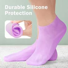 2 Pairs Of Convenient Women's Moisturizing And Anti Cracking Foot Socks, Upgraded Silicone Foot Care Socks, With Anti Slip Particle Design At The Bottom, Providing All-Weather Moisturizing And Foot Protection, Easy To Clean, Suitable For Dry And Cracked Heels, Silicone Moisturizing Socks - 均碼 - 查看 4