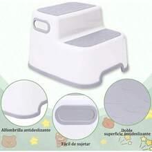 Taburete de Aseo Infantil - Taburete de 2 escalones para niños pequeños, Segura y Antideslizante, Adecuada para Que los niños se laven Las Manos, se cepillen los Dientes, vayan al baño - Negro - Ver 1