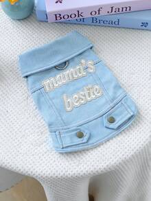 1pc Pet Clothes, European And American Style, Korean Style Poodle, Teddy, Small Dog, Puppy, Happy Dog & Cat, Casual Fashion Cute Lovely Mommy's Good Friend Outerwear - Blue - View 10