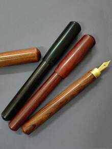 1 Pen, 0.5mm Shiny Tip, Solid Wood Handle, Brass Accessories, Rotating Cap, Suitable For Calligraphy Creation, Preferred For Creation, Elegant And High-End, Noble And Luxurious, Built-In Ink Absorber, Suitable For 2.6mm Caliber Ink Bags, Deep And Smooth Texture, Suitable For Business Office And Campus Learning, Preferred For Student Stationery; Can Be Used As A Unit Gift, Colleague Gift, Friend Gift, Suitable For Holiday Gift Scenarios - Valentine's Day, School Start Season, Graduation Season, Birthday, Christmas, Father's Day, Mother's Day, Teacher's Day, Thanksgiving; Suitable For Signature, Calligraphy, Artistic Creation, And Pen Gifts, It Is A Good Choice - Type a - View 2