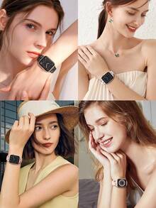 3条装花卉雕刻表带，兼容表带41mm、40mm、44mm、45mm、46mm、42mm、38mm、49mm，女士款，可爱花朵表带，柔软硅胶运动表带，兼容 Series SE、11、10、9、8、7、6、5、4、3、2、1、Ultra - 星光粉/粉紅紫/黑粉 - 查看 5