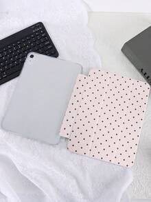 1pc Pink Polka Dot Painted Tablet Case, Compatible With Ipad Mini4/Mini5/Mini6/Mini7/Air/Air2/9.7/10.2/10.5/Air4/Air5/10.9/Pro 11-Inch/10th Gen/Compatible With Ipad Air 11-In.(M2)-2024/Compatible With Ipad Pro11-In.(M4)-2024/Air 11-Inch (M3) 2025/Compatible With Ipad (A16) 11 Inch 11th Generation 2025, Galaxy Tab A8 10.5 Inch 2022. Features: Built-In Pencil Slot, Tri-Fold Stand, TPU Soft Edge Protection, Magnetic Sleep/Wake, Cute/Creative/Personalized/Fun Design. - Multicolor - View 4