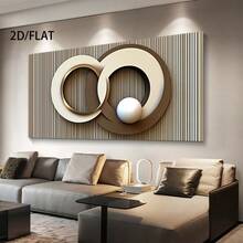 1 Pc Canvas Painting,Simple And Abstract Geometric Design, Interlocking Circles In Neutral Tones , Wooden Framed Art,High Quality ,Thickness 2. 25cm/1in Thick Wall Art Printed Poster, Cuadros,Directly Hung For Family Gifts, Living Room Decoration, Bathroom Decoration, Bedroom Decoration, Kitchen Decoration, Bar Decoration, Office Decoration. Halloween, Christmas And Valentine's Day Gifts, 2D Flat - Nhiều màu - Xem 3