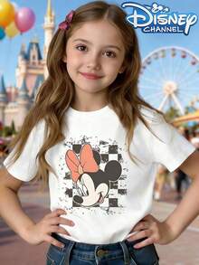 Esta camiseta de verano con estampado de Minnie Mouse de Disney es perfecta para que los niños y niñas la usen en fiestas de vacaciones, reuniones familiares, actividades al aire viajes, y es un gran regalo para los niños que visitan Disneyland. - Blanco - Ver 1