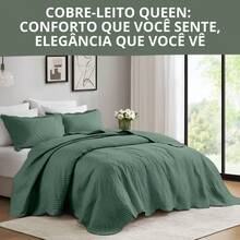 Prime Palazzo Luxury 3-Piece Double Bedspread Set With Ultrasonic Quilting - 綠色 - 查看 6