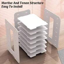 Aimall Desktop File Storage Rack, Multi-Layer Storage Rack, Office Large Capacity Storage Rack, Office Storage File Rack - White - View 8