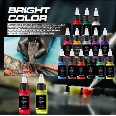 ชุดหมึกสัก EIPTWH, 5มล./15มล./30มล./60มล., มีความจุและสีให้เลือกหลากหลาย, บอดี้อาร์ต, อุปกรณ์มืออาชีพ, ชุดอุปกรณ์สัก