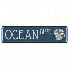 1pc Vintage "Ocean Boulevard" Aluminum Sign 12"X8" - UV Printed Weatherproof Metal Wall Art With Coastal Seashell Design, Deep Blue & White Retro Nautical Decor For Indoor/Outdoor Home Decoration, Coastal Home Decor, Outdoor Decoration, Artistic Shell Motif, Highquality Printing, Beach House Owners - Retro Kitchen Decor, Pre-Drilled Holes, Random Hole Style - Metal Wall Art, Tin Signs, Vintage Metal Signs, Retro Wall Decor, Rustic Metal Art, Cool Metal Signs, Man Cave Decor, Garage Signs, Classic Metal Art, Unique Wall Art - Nhiều màu - Xem 7