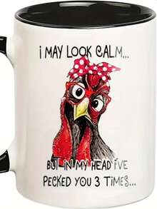 1pc Cartoon Design Ceramic Mug, Milk Cup, Coffee Cup, High-Quality Home/Office Drinkware - Multicolor - View 11