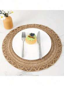 Linen Woven Placemats Kitchen Decorative Round Table Mats For Holiday Parties, Birthday Parties, Rustic Outdoor Table Decorative Mats Bohemian Style Placemats Suitable For All Seasons 1/4/6/12 Pieces (Outer Edge Pattern)-ASDQF - Maroon 1PCS - View 8