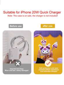 SANRIO Shockproof Cartoon Character Soft Protective Charging Case With Wave Design Durable And Dirt Resistant Extends Lifespan Of 20W Fast Charging Cable And Adapter Compatible With Apple Phones For Women Birthday Gift - Multicolor - View 5