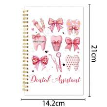 1本牙科助理螺旋笔记本 - 牙齿和粉色蝴蝶结日记本，牙科助理必备，牙医礼物，同事礼物，学校和办公用品 - A5 - 查看 2