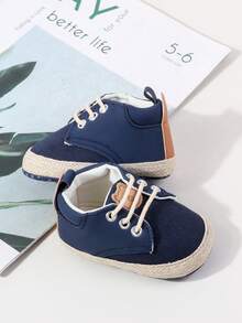 yibubu Giày trẻ sơ sinh màu xanh hoàng gia, giày trẻ sơ sinh unisex, kiểu dáng tối giản và thời trang, mềm mại và chống trơn trượt, giày cho trẻ sơ sinh, giày cho trẻ mới biết đi. - Xanh đậm - Xem 2