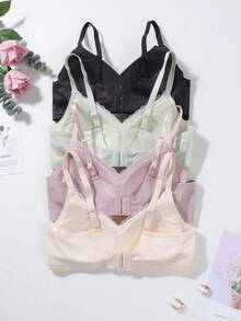 4件套/3件套 女童及青少年蕾丝三角杯文胸，无钢圈舒适可爱内衣 - 彩色 - 查看 2