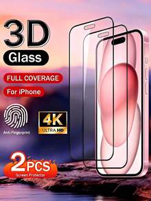 2片装9H硬度钢化玻璃屏幕保护膜，兼容 17/17 Pro/17 Pro Max/17 Air/16/15/14 Plus/13/12 Mini/11 Pro Max，也适用于X、XR、XS Max，防爆、防摔、防刮、防水，兼容手机壳，情人节礼物 - 無色 - 查看 30