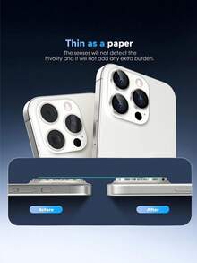 3pcs 9H Tempered Glass Camera Lens Protector - Compatible With Iphone 17 Pro Max/17 Pro/17 Air/17/16/16 Plus/15/14/13/12/11, Metal Independent Protective Case, High Definition Transparent, Perfect Fit, Scratch-Resistant Phone Case, Valentine's Day Gift (Silver) - Silver - View 3