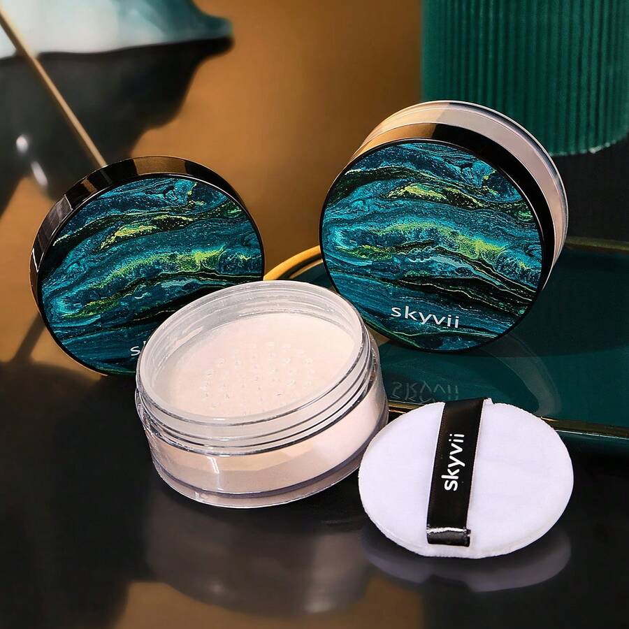 Polvo compacto mate, control de grasa, resistente al agua, resistente al sudor, de larga duración, iluminador, minimizador de poros, corrector, polvo fijador - Multicolor - Ver 1