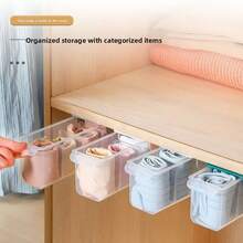 1 pieza Caja de almacenamiento de pared de plástico, caja de almacenamiento de cajón multifuncional para ropa interior y calcetines, caja de almacenamiento montada en la pared sin perforación, con deflector ajustable incorporado, adecuada para almacenamiento en dormitorio, organización de armario, almacenamiento de cocina, almacenamiento de baño - Multicolor - Ver 4