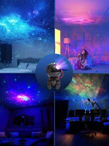 1个遥控星空夜灯，带星空投影功能 - 360°旋转宇航员星云投影灯，可调节星空天花板LED灯，适用于卧室、客厅和派对装饰 - 节日和所有季节的完美礼物 - 彩色 - 查看 12